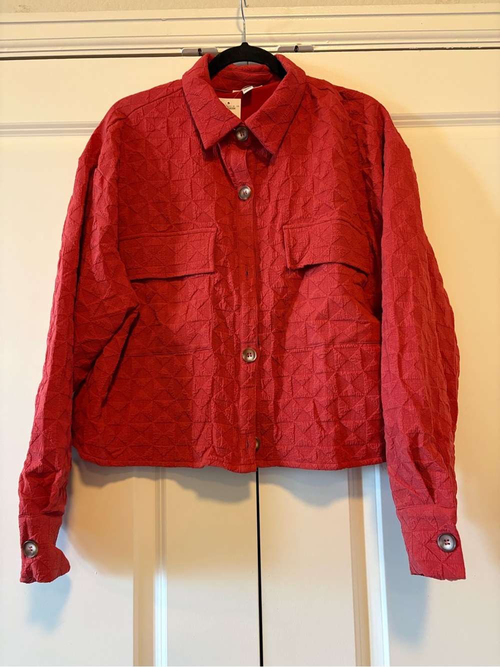 privy Red Quilted Button-Front Utility Jacket - Picture 1 of 5